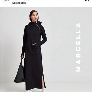 Marcella Black Maxi Hoodie Dress